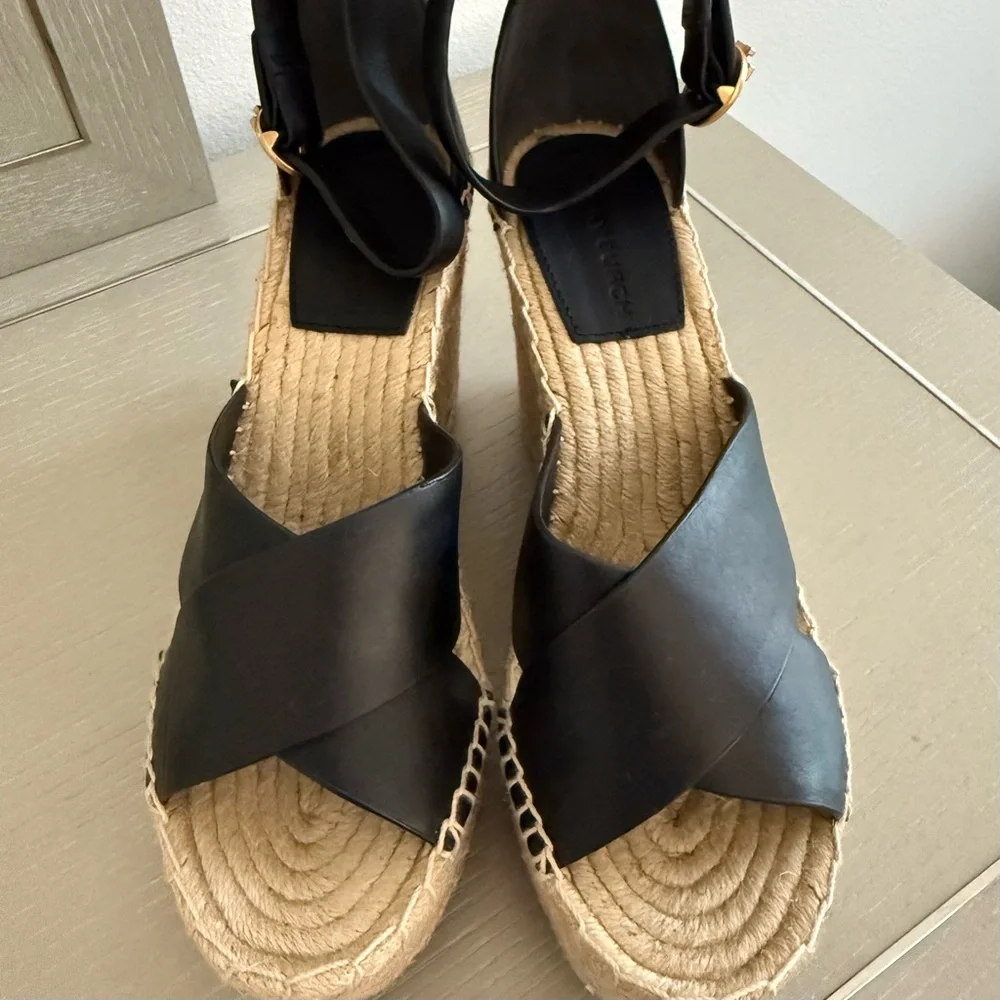 Tory Burch Selby Leather Wedge Espadrilles